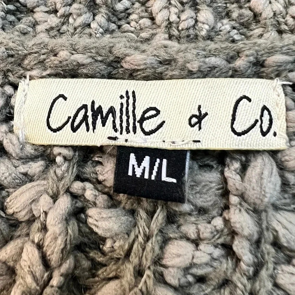 Camille & Coco Olive Green Super Soft Shredded‎ V Neck Sweater. Size M/L. - Picture 3 of 9